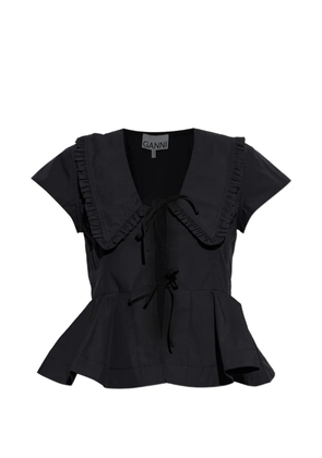 GANNI ruffled-collar peplum top - Black