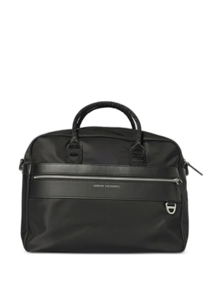Emporio Armani logo-tape laptop bag - Black
