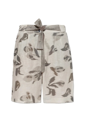 Emporio Armani ikat-print belted shorts - Grey