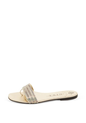 Gina crystal-embellished flat sandals - Gold