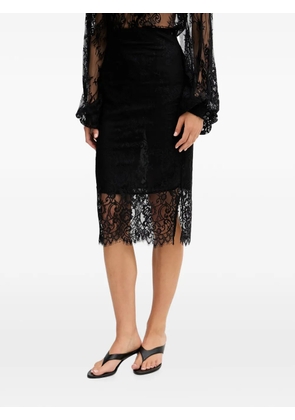 VICOLO lace-overlay scalloped-edge midi skirt - Black