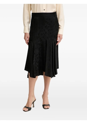 PINKO floral-jacquard asymmetric midi skirt - Black