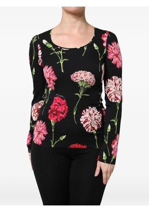 Dolce & Gabbana floral-print long-sleeve blouse - Black
