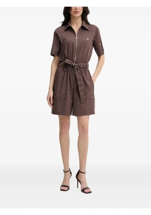 LIU JO belted zip-up playsuit - Brown