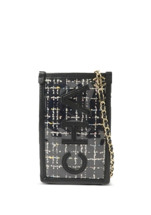 CHANEL Pre-Owned CC tweed phone-pouch mini bag - Black