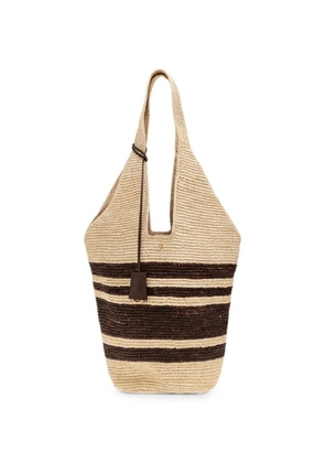 ANINE BING Leah striped raffia tote bag - Neutrals