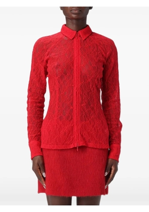 MSGM lace zip-up shirt - Red