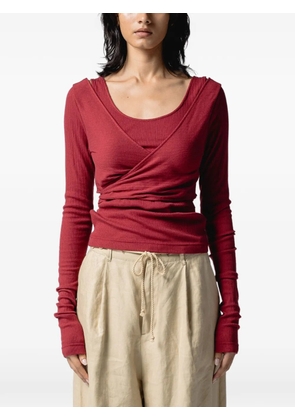 Muller Of Yoshiokubo ribbed wrap-around top - Red