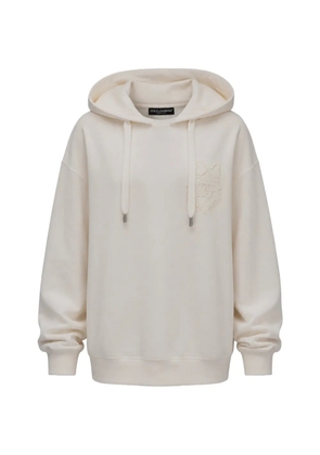 Dolce & Gabbana logo-embroidered drawstring hoodie - Neutrals