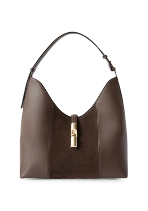 Furla medium suede-panelled shoulder bag - Brown