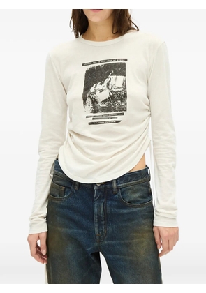 Ann Demeulemeester Dot graphic-print ruched top - Neutrals