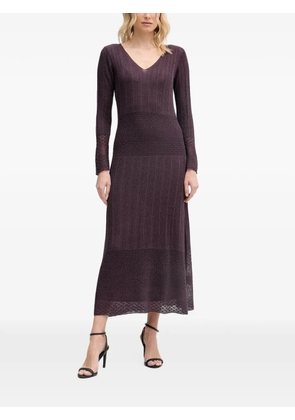 Hoss Intropia Ada pointelle-knit V-neck midi dress - Purple