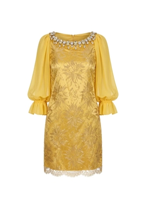 Dolce & Gabbana crystal-embellished lace mini dress - Yellow