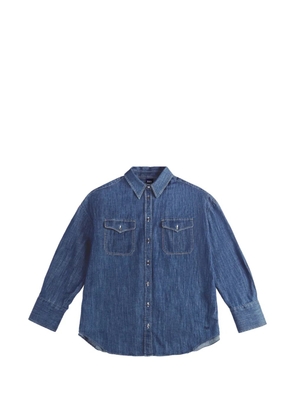 Fay logo-embroidered chest-pockets shirt - Blue
