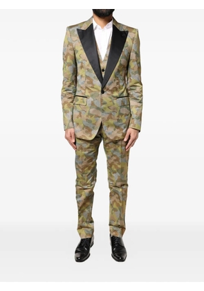 Dolce & Gabbana camouflage-print Sicilia three-piece suit - Green