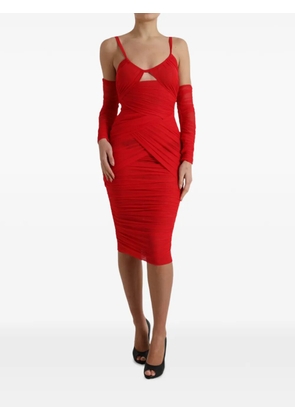 Dolce & Gabbana ruched cut-out dress - Red