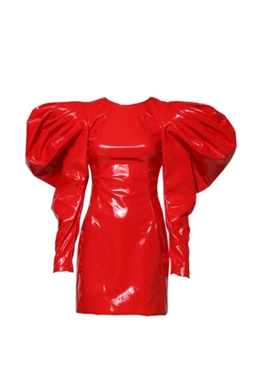 Dolce & Gabbana puff-sleeve patent-finish mini dress - Red