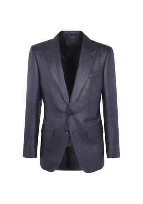 TOM FORD herringbone-pattern wool blazer - Black