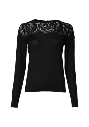 Dolce & Gabbana floral lace-trim sweater - Black