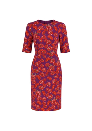 Dolce & Gabbana poppy-print silk midi dress - Purple