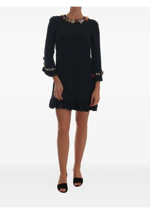 Dolce & Gabbana embellished ruffled-trim mini dress - Green