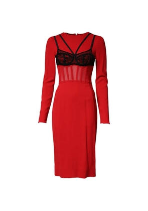 Dolce & Gabbana lace-overlay midi dress - Red