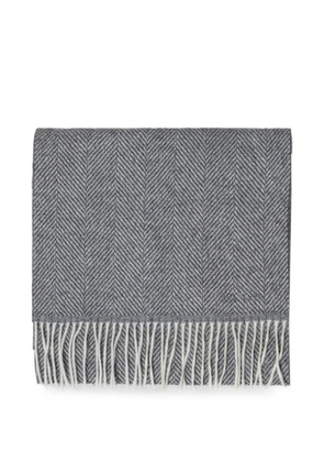 Lanvin herringbone fringe-trim scarf - Grey