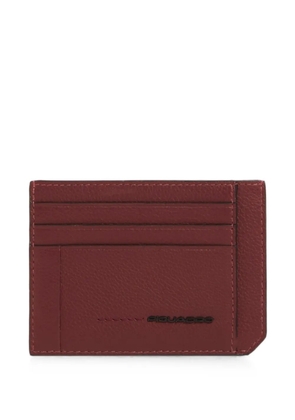 PIQUADRO logo-plaque leather card holder - Red