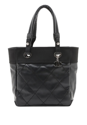 CHANEL Pre-Owned 2011 Small Quilted Coated Canvas Paris Biarritz tote bag - Black