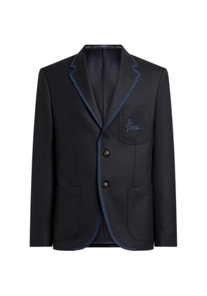 ETRO single-breasted wool jacket with Pegaso logo - Blue