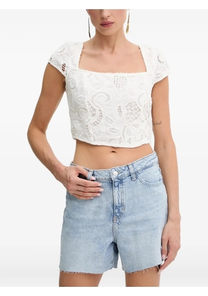 GUESS USA guipure-lace cropped top - White