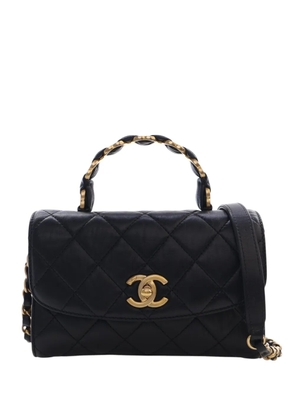 CHANEL Pre-Owned 2021 Mini CC Quilted Lambskin Links Top Handle Flap satchel - Black