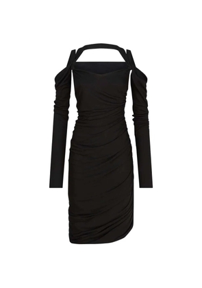 The Attico ruched cold-shoulder party dress - Black