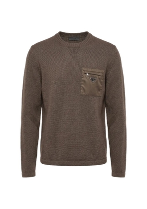 Prada logo-patch chest-pocket sweater - Brown