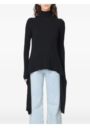 MOSCHINO JEANS ribbed asymmetric-hem sweater - Black