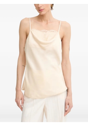 TWINSET lace-trim cowl-neck top - Neutrals
