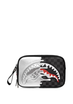 Sprayground Shark Mouth checkered make up bag - Silver