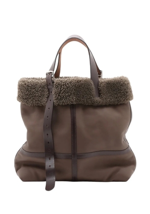 Hermès Pre-Owned 2018 Clemence Shearling Etriviere Aviator tote bag - Brown