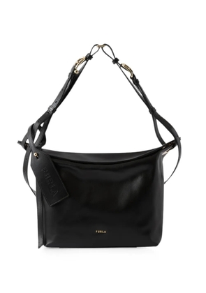 Furla logo-plaque leather shoulder bag - Black