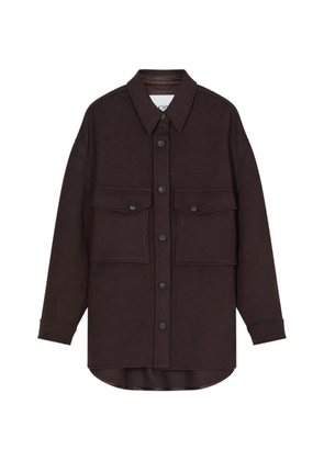 Closed button-up oversized jacket - Brown
