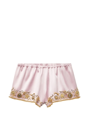 Versace embroidered silk sady satin shorts - Pink