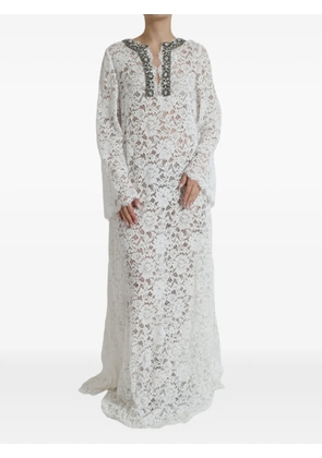 Dolce & Gabbana maxi crystal-embellished lace dress - White