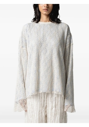 Muller Of Yoshiokubo Spiderweb mesh-layered long-sleeve top - White