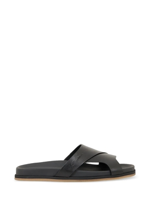 Santoni crossover leather sandals - Black