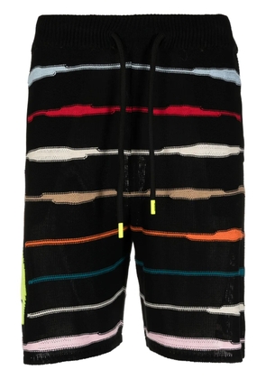 BARROW intarsia-knit logo striped shorts - Black