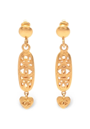 CHANEL Pre-Owned 1986-1988 Coco Mark heart earrings - Gold