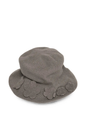 Scha flower-appliqué wool cloche hat - Grey