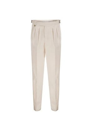 Brunello Cucinelli pleated side-adjuster tapered trousers - White