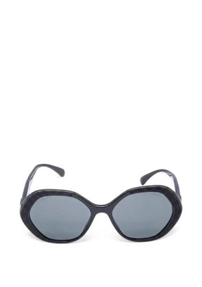 CHANEL Pre-Owned 1986-1988 Interlocking CC geometric-frame sunglasses - Black