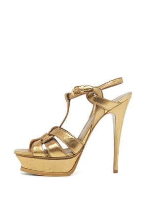Saint Laurent Pre-Owned Tribute leather platform sandals - Gold